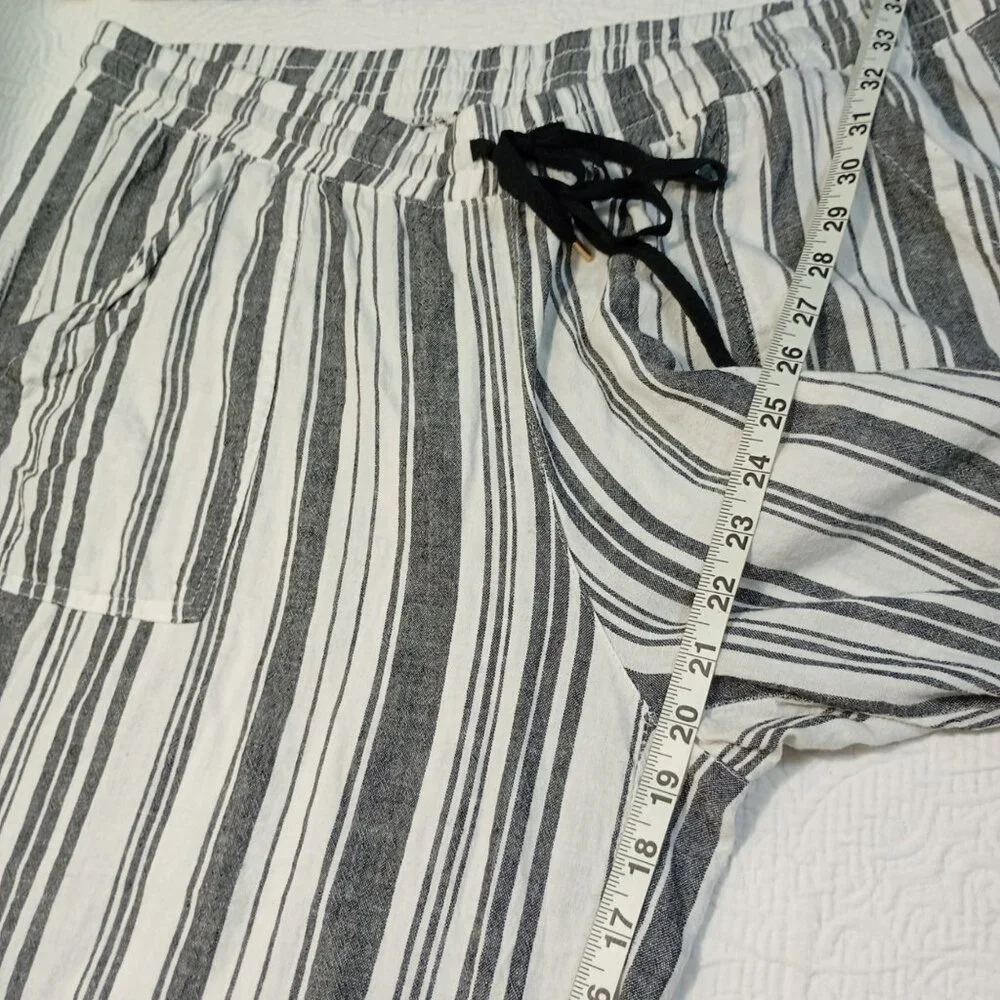 Land N Sea Cropped Pants Linen Blend  Size 2X Striped Drawstring Waist Women’s - Picture 7 of 8